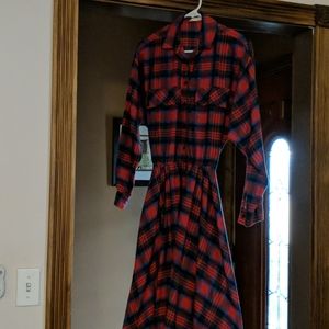 Plaid button up shirt dress